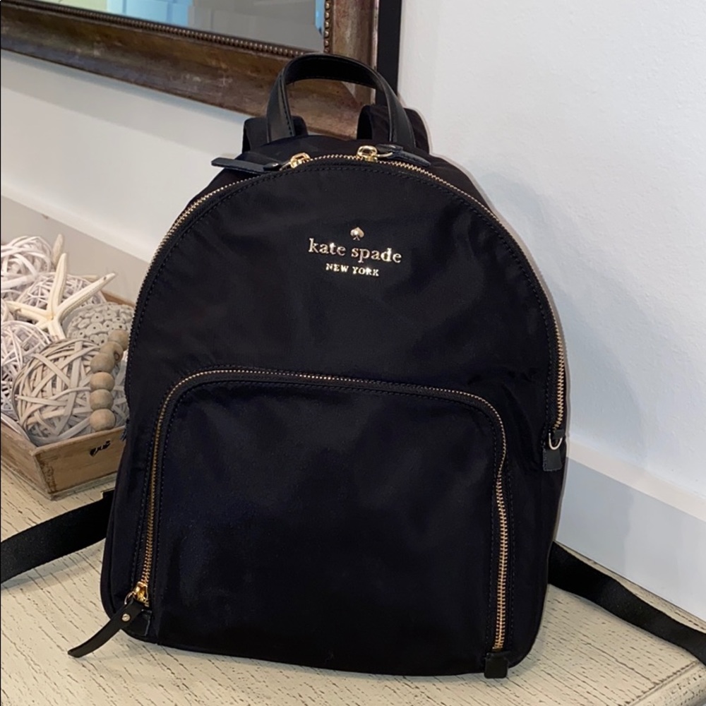 Kate Spade black backpack satinish like new